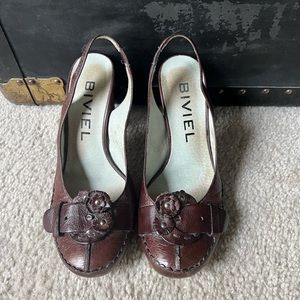 Brown Leather Biviel heels
